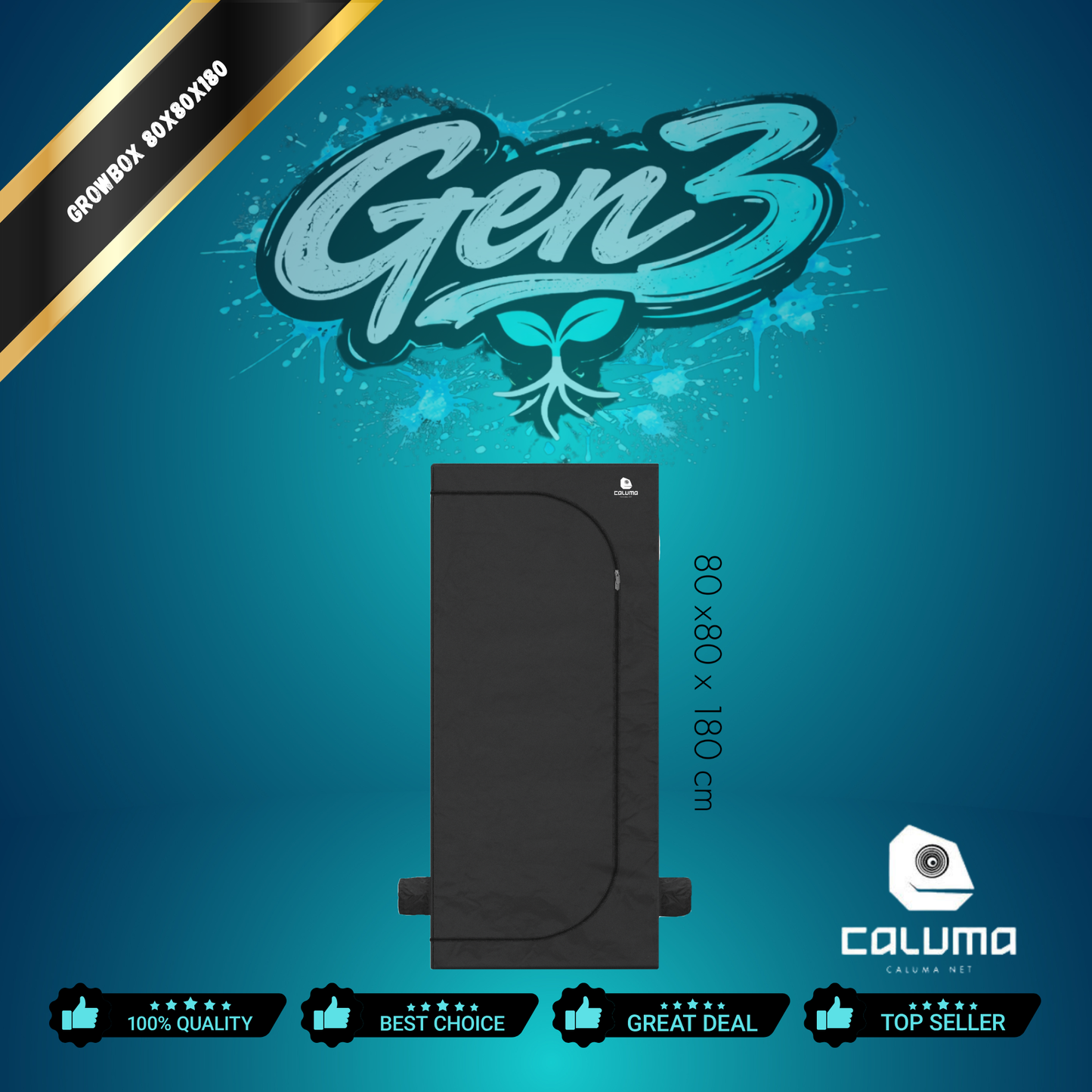 Caluma Skin Grow Tent 80x80x180cm - Kompakte Growbox